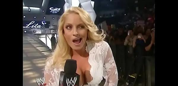  Trish Stratus walking out in white lingerie